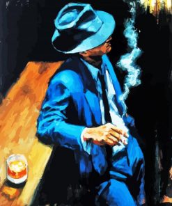 man smoking paint by numbers