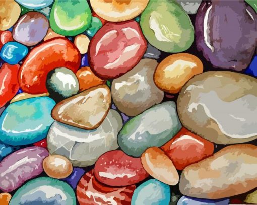 Multicolored Pebbles paint by numbers