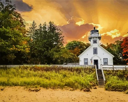 Old Mission Lighthouse Michigan paint by numbers