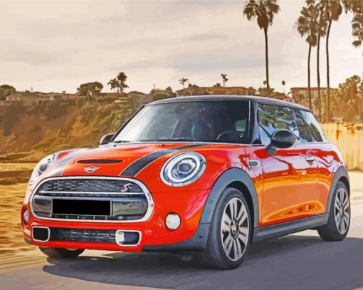 Orange Mini Cooper paint by numbers