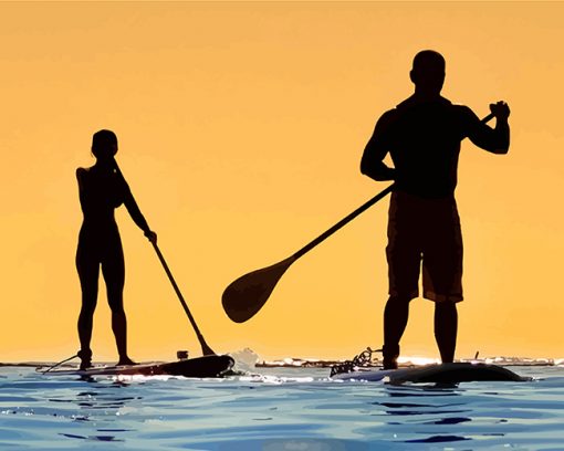 Paddle Boarding Silhouette paint by numbers