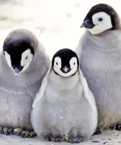 Monochrome Penguin Family paint by numbers