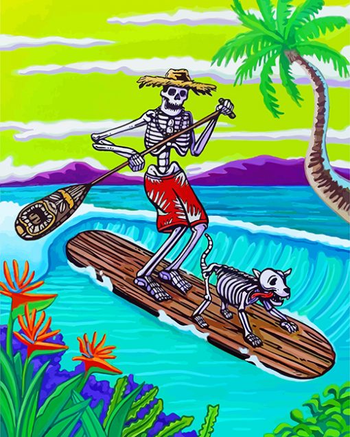 Skeleton Wearing A Hawaiian Shirt paint by numbers