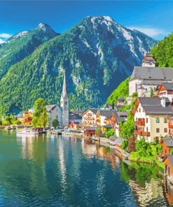 Austria Hallstatt Town paint by numbers