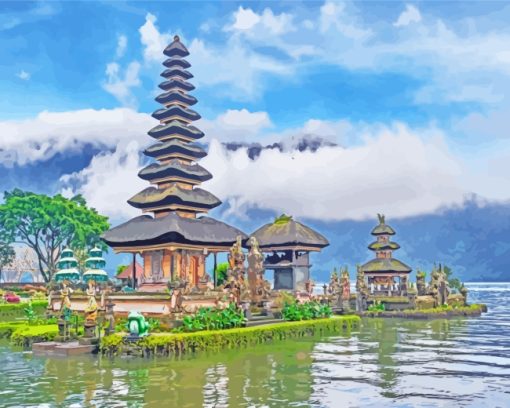 Bali Ulun Danu Temple paint by numbers