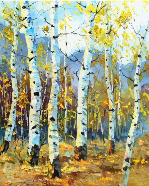 Birch Trees Art Paint by numbers