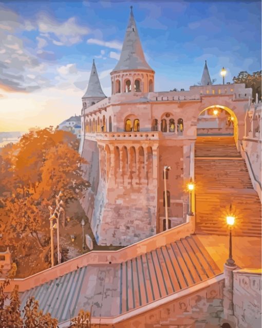 Budapest Hungary Fishermans Bastion paint by numbers