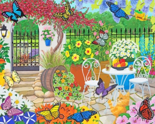 Butterflies In Garden paint by numbers