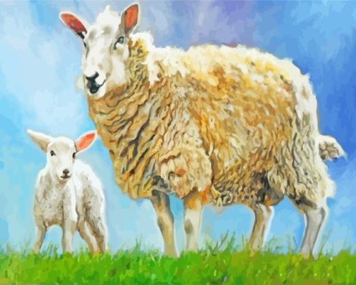 Lamb And Mother Sheep paint by numbers