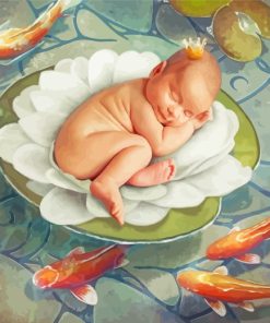 Newborn Baby And Koi paint by numbers