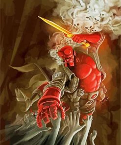 Aesthetic Hellboy Illustration paint by numbers