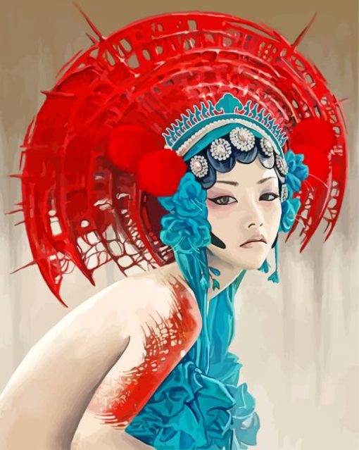 Asian Woman Wearing A Headdress paint by numbers