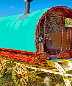 Aesthetic Bow Top Gypsy Wagon paint by numbers