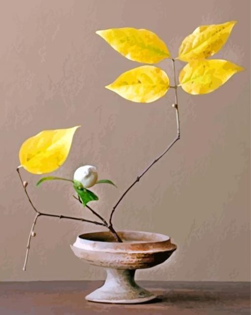 Yellow Ikebana paint by numbers