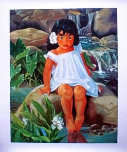 Hawaiian Girl With White Dress paint by numbers