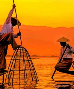 Inle Lake Fishing Myanmar paint by numbers