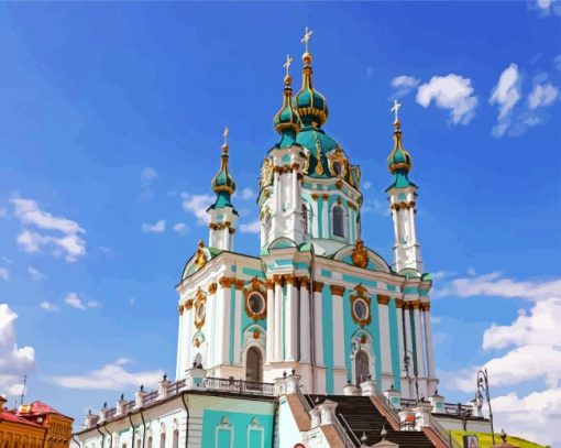 Saint Andrew Church Kiev paint by numbers