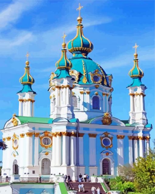 Saint Andrew Church Kiev Ukraine paint by numbers