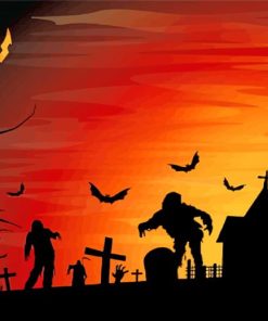 The Dead Zombies In Graveyard paint by numbers