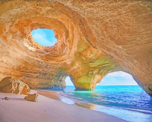 Benagil Cave Portugal paint by numbers