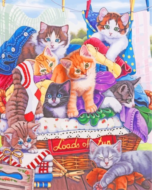 Cats Laundry Time Paint by numbers