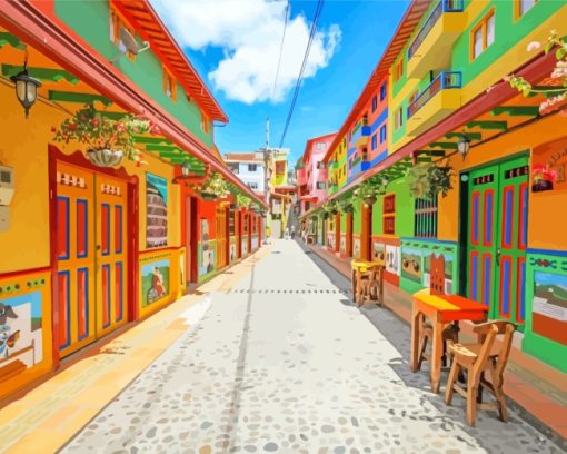 Colombia Colorful Houses paint by numbers