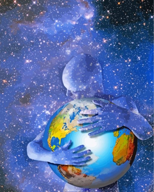 Hugging Planet Earth paint by numbers