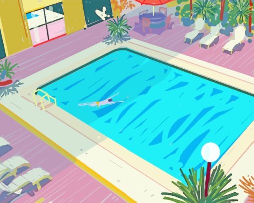 Illustration Swimming Pool paint by numbers