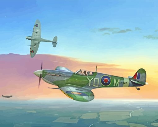 Supermarine Spitfire Fighter Aircraft paint by numbers