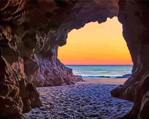 Sunset Beach Cave paint by numbers