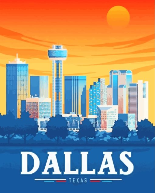 Texas Dallas Poster paint by numbers