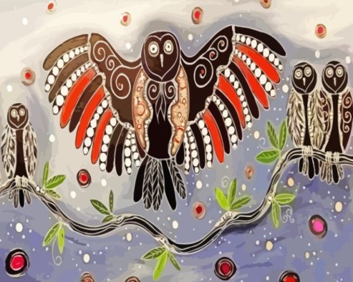 Aboriginal Owls paint by numbers