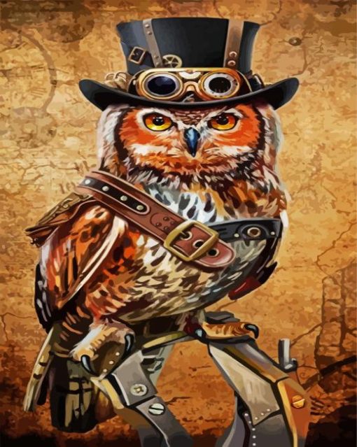 Aesthetic Steampunk Owl Bird paint by numbers