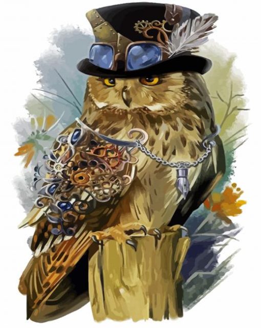 Aesthetic Steampunk Owl paint by numbers