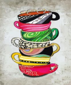 Aesthetic Colorful Cups paint by numbers