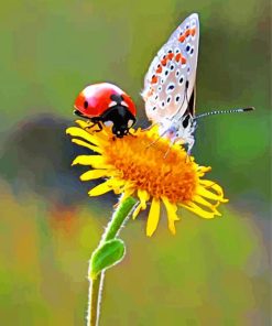 Aesthetic Ladybug And Butterfly paint by numbers