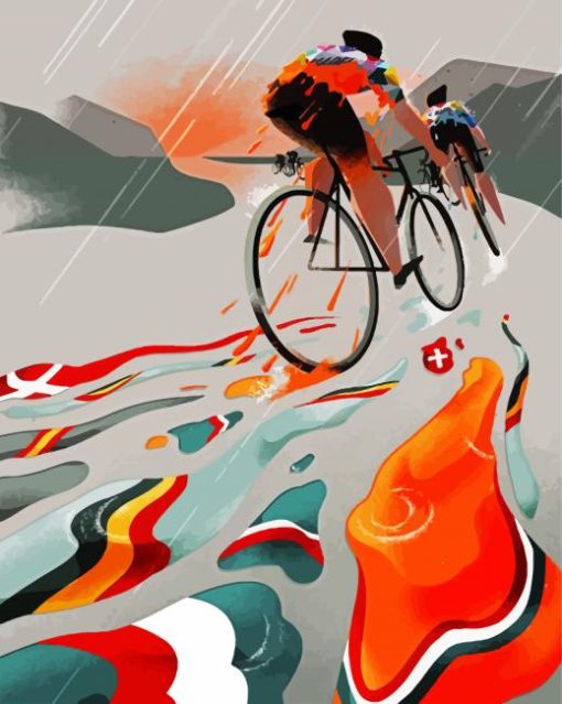 Aesthetic Cyclists Illustration paint by numbers