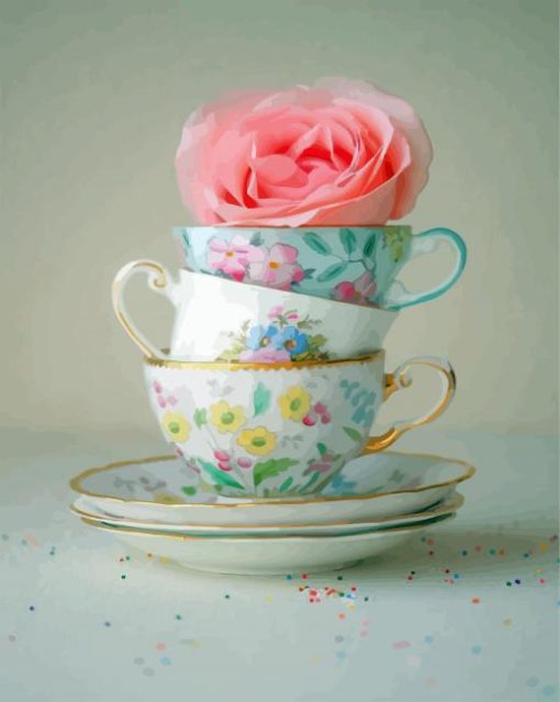 Tea Cups paint by numbers