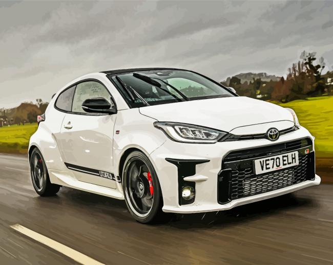 White Toyota Yaris papint by numbers