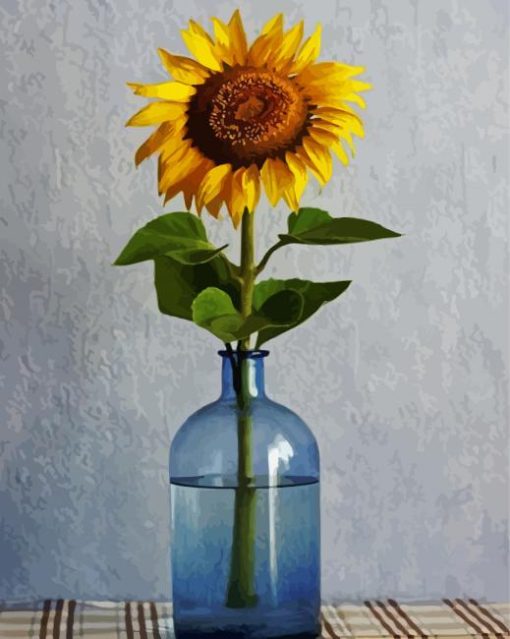 Yellow Sunflower In Vase paint by numbers