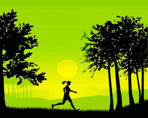 Woman Running Silhouette paint by numbers