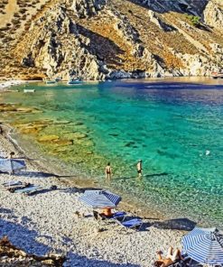 Beautiful Beach In Symi Greece paint by numbers