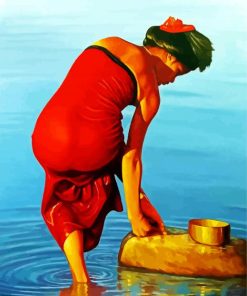 Burmese Bathing Woman Paint by numbers