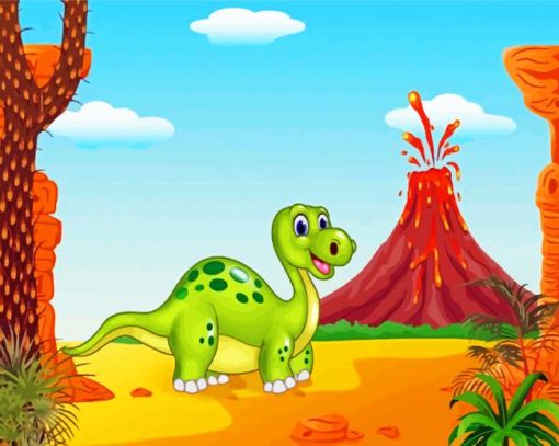 Cartoon Baby Dinosaur paint by numbers