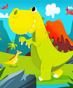 Cartoon Dinosaur Mother And Baby Paint by numbers