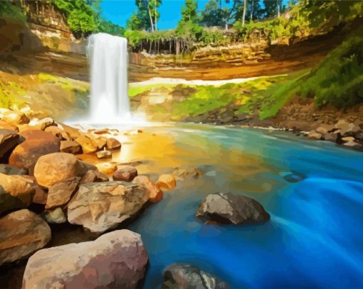 Clear Water In The Minnehaha Falls paint by number