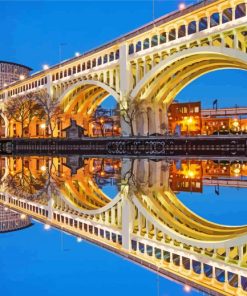 Cleveland Bridge Reflection paint by numbers