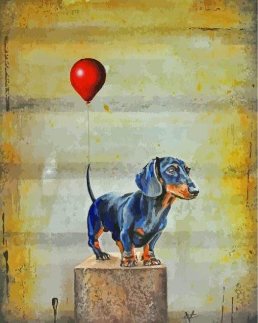 Dachshund And Balloon Paint by number