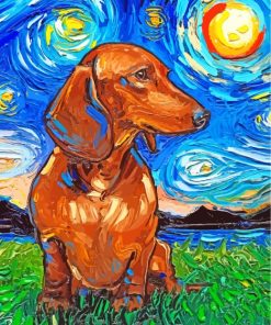 Dachshund Starry Night Paint by number