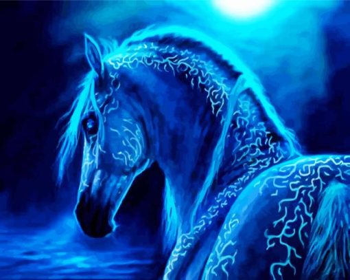 Fantasy Blue Horse Paint by numbers